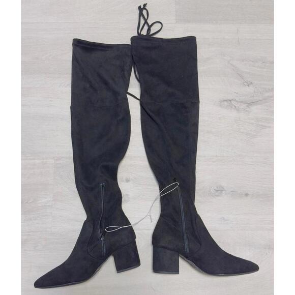 Universal Thread Black Knee Length Block Heel Women Size 6 - Picture 1 of 5